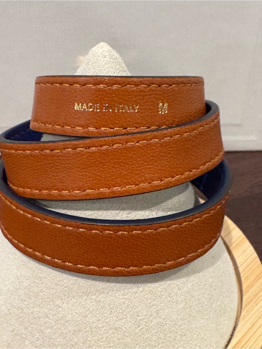 CELINE Triple Wrap Leather Bracelet Navy Calfskin Gold-Tone Hardware Phoebe Era - Picture 4 of 7